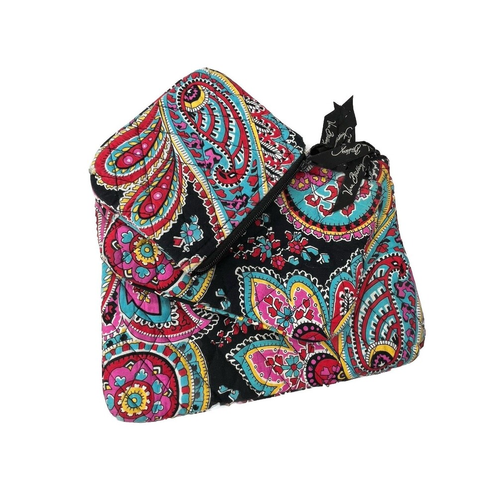 Vera Bradley ZIPPER Travel Set Of 3 Black Parisian Paisley Pattern